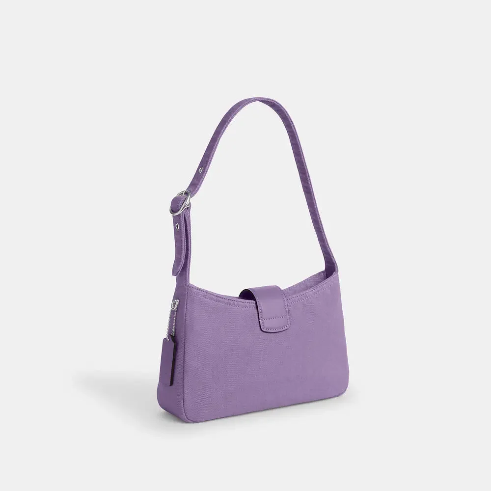 Coach Eliza Purple Denim/ Leather Shoulder Bag NWT - Picture 2 of 14